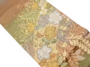 金糸ふくれ織手描き辻ヶ花模様織出し袋帯